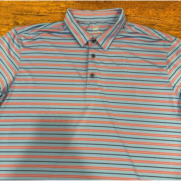 Mizzen+Main Other - Mizzen + Main Blue Striped Versa Performance‎ Classic Fit Golf Polo Shirt Men XL